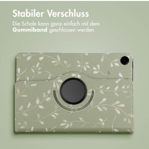 iMoshion 360° drehbare Design Klapphülle für das Samsung Galaxy Tab A9 Plus - Green Flowers