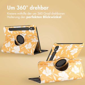 iMoshion 360° drehbare Design Klapphülle für das Samsung Galaxy Tab S9 - Yellow Flowers