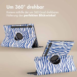 iMoshion 360° drehbare Design Klapphülle für das Samsung Galaxy Tab S9 Plus - White Blue Stripes