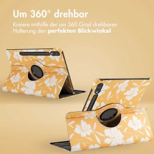 iMoshion 360° drehbare Design Klapphülle für das Samsung Galaxy Tab S9 Plus - Yellow Flowers