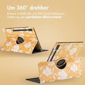 iMoshion 360° drehbare Design Klapphülle für das Samsung Galaxy Tab S9 Ultra - Yellow Flowers