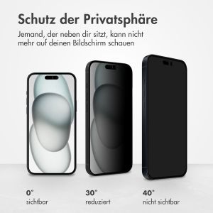 Accezz Privacy Displayschutz aus gehärtetem Glas für das iPhone 15