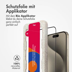 Accezz Dreifach starke Full Cover Schutzfolie mit Applikator für das iPhone 15 Pro - Transparent