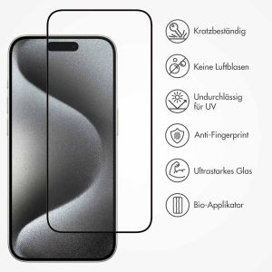 Accezz Dreifach starke Full Cover Schutzfolie mit Applikator für das iPhone 15 Pro Max - Transparent