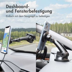 Accezz Handyhalterung für das Auto - MagSafe - Kabelloses Ladegerät - Universell - Armaturenbrett und Windschutzscheibe - Schwarz