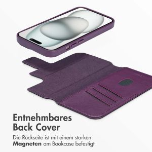 Accezz 2-in-1 Klapphülle aus Leder mit MagSafe für das iPhone 15 - Heath Purple