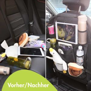iMoshion Auto Organizer für Kinder – 9 Fächer - Inklusive Tablet-Halter - Zweier-Set – Schwarz