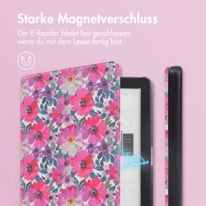 iMoshion Design Slim Hard Case Sleepcover für das Kobo Clara HD - Flower Watercolor
