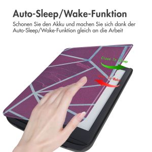 iMoshion Design Slim Hard Case Sleepcover für das Pocketbook Touch Lux 5 / HD 3 / Basic Lux 4 / Vivlio Lux 5 - Bordeaux Graphic