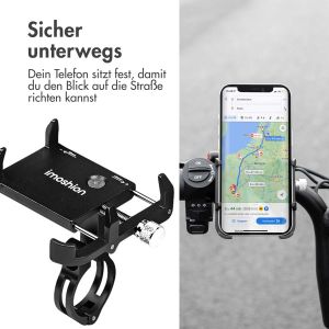 iMoshion Handyhalterung für Fahrrad und Motorrad - Aluminium - Leicht - Verstellbar - Schwarz
