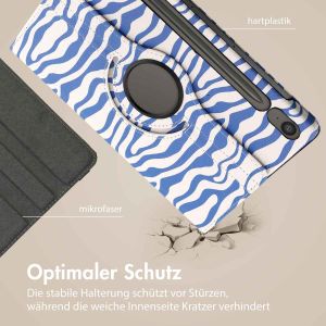 iMoshion 360° drehbare Design Klapphülle für das Samsung Galaxy Tab S9 FE - White Blue Stripes