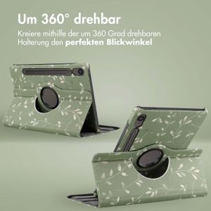 iMoshion 360° drehbare Design Klapphülle für das Samsung Galaxy Tab S9 FE - Green Flowers