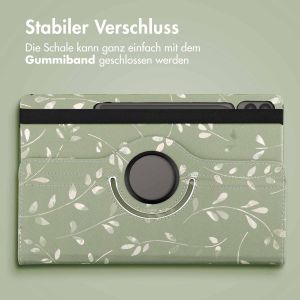 iMoshion 360° drehbare Design Klapphülle für das Samsung Galaxy Tab S9 FE Plus - Green Flowers