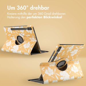 iMoshion 360° drehbare Design Klapphülle für das Samsung Galaxy Tab S9 FE Plus - Yellow Flowers