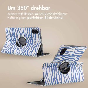 iMoshion 360° drehbare Design Klapphülle für das Honor Pad X9 - White Blue Stripes