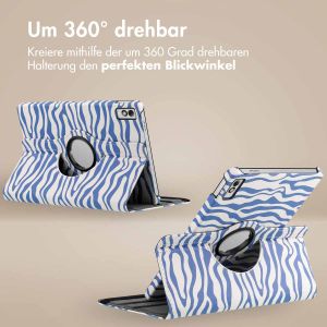 iMoshion 360° drehbare Design Klapphülle für das Lenovo Tab M10 5G - White Blue Stripes