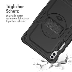 Accezz Robustes Back Cover mit Schultergurt für das Samsung Galaxy Tab S9 FE Plus / Tab S9 Plus 12.4 Zoll - Schwarz