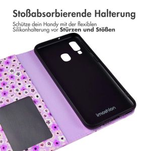 iMoshion Design Klapphülle für das Samsung Galaxy A40 - Purple Flowers