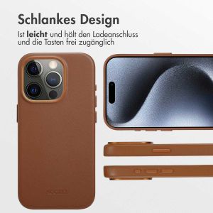 Accezz MagSafe Leather Backcover für das iPhone 15 Pro - Sienna Brown