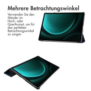 iMoshion Trifold Klapphülle für das Samsung Tab S9 FE Plus / Tab S9 Plus 12.4 Zoll - Dunkelblau