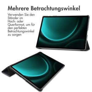 iMoshion Design Trifold Klapphülle für das Samsung Tab S9 FE Plus - Black Marble