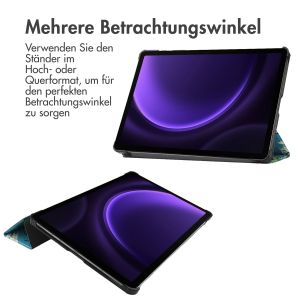 iMoshion Design Trifold Klapphülle für das Samsung Tab S9 FE / Tab S9 - Green Plant