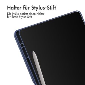 iMoshion Trifold Hardcase Klapphülle für das Samsung Tab S9 FE Plus / Tab S9 Plus 12.4 Zoll - Dunkelblau
