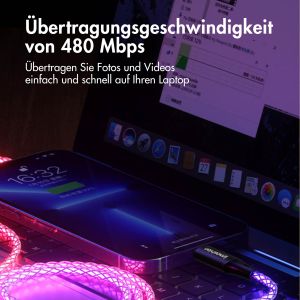 iMoshion Schnellladekabel RGB - USB-C zu USB-C Kabel - 2 Meter 