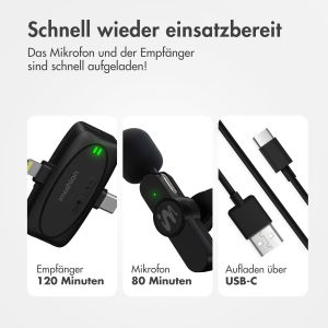 iMoshion Mikrofon für Telefon - Ansteckmikrofon - Kabellos - Bluetooth / Lightning / USB-C