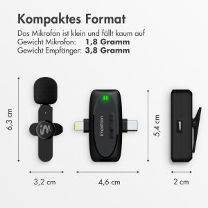 iMoshion Duo Pack Mikrofon für Telefon - Ansteckmikrofon - Kabellos - Bluetooth / Lightning / USB-C