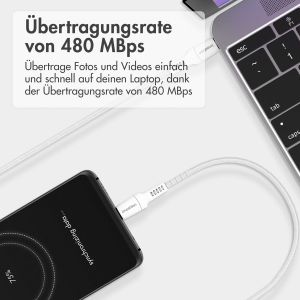 iMoshion Braided USB-C-zu-USB-C Kabel - 0,5 Meter - Weiß