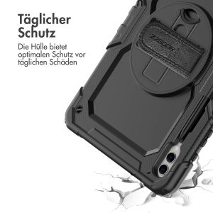 Accezz Robustes Back Cover mit Schultergurt für das Samsung Galaxy Tab S9 Plus 12.4 Zoll - Schwarz