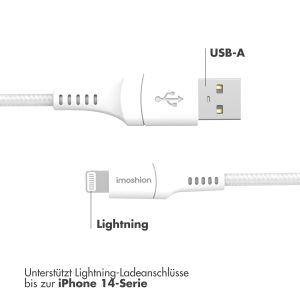 iMoshion ﻿Lightning- auf USB-Kabel – nicht MFi-zertifiziert – Geflochtenes Gewebe – 0,25 m – Weiß