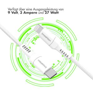iMoshion Lightning- auf USB-C-Kabel – nicht MFi-zertifiziert – Geflochtenes Gewebe – 0,25 m – Weiß