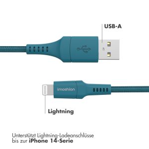iMoshion ﻿Lightning- auf USB-Kabel – nicht MFi-zertifiziert – Geflochtenes Gewebe – 2 m – Dunkelblau