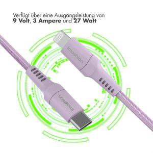 iMoshion ﻿Lightning- auf USB-C-Kabel – nicht MFi-zertifiziert  – Geflochtenes Gewebe  – 1 m – Lila