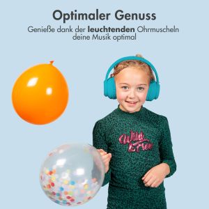 iMoshion Kids LED Light Bluetooth-Kopfhörer - Kinderkopfhörer - Kabelloser Kopfhörer + AUX-Kabel - Hellblau