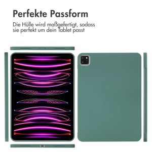 Accezz Liquid Silicone Back Cover mit Stifthalter für das iPad Pro 11 (2018 - 2022) - Dunkelgrün