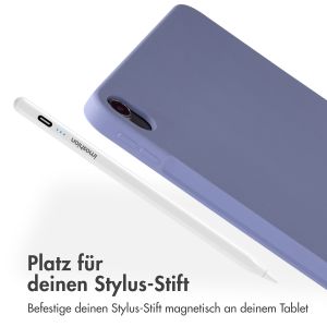 Accezz Liquid Silicone Back Cover mit Stifthalter für das iPad Air 5 (2022) / Air 4 (2020) - Lila