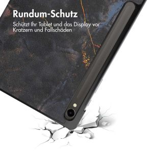iMoshion Design Trifold Klapphülle für das Samsung Galaxy Tab S9 - Black Marble