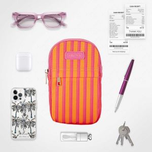 Selencia ﻿100 % recycelte Design Handytasche - Stripes Pink Orange