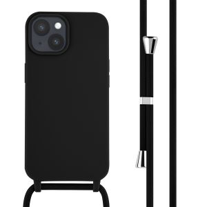 iMoshion Silikonhülle mit Band für das iPhone 15 - Schwarz