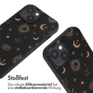 iMoshion Silikonhülle design mit Band für das iPhone 15 - Sky Black
