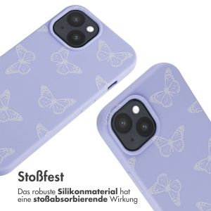 iMoshion Silikonhülle design mit Band für das iPhone 15 - Butterfly