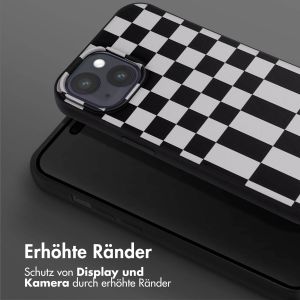 Selencia Silikonhülle design mit abnehmbarem Band für das iPhone 15 - Irregular Check Black