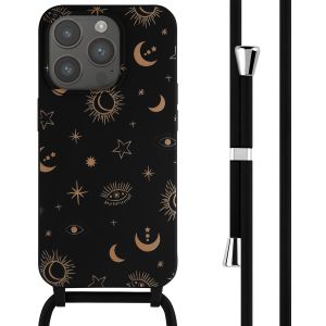 iMoshion Silikonhülle design mit Band für das iPhone 15 Pro - Sky Black