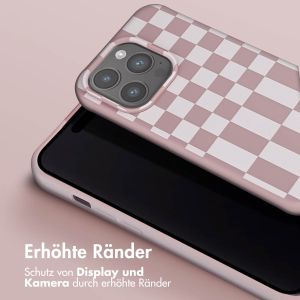 Selencia Silikonhülle design mit abnehmbarem Band für das iPhone 15 Pro - Irregular Check Sand Pink