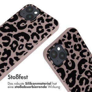 iMoshion Silikonhülle design mit Band für das iPhone 15 Plus - Animal Pink