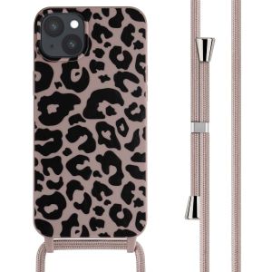 iMoshion Silikonhülle design mit Band für das iPhone 15 Plus - Animal Pink