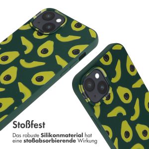 iMoshion Silikonhülle design mit Band für das iPhone 15 Plus - Avocado Green